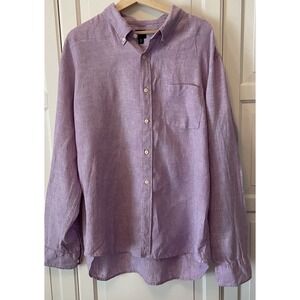 J CREW Slim Fit Men's XX Large Linen Blend Lilac Long Sleeve‎ Shirt  Button Down